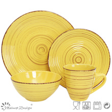 16PCS Antiquite gelb mit Pinsel Keramik-Dinner-Set